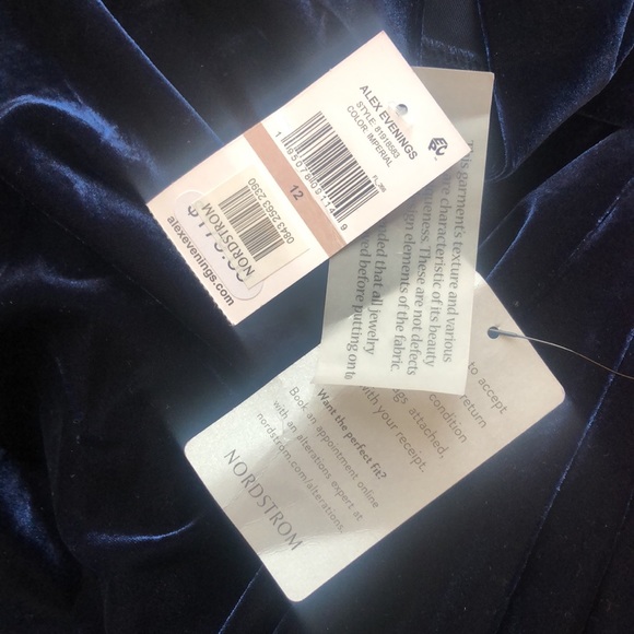 Alex Evenings Long Surplice Neckline Velvet Dress with Tulip Overlay Hem Skirt - Picture 5 of 7